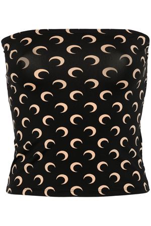 Top Crescent Moon nero e beige MARINE SERRE | WTS011ACJER0001IT99